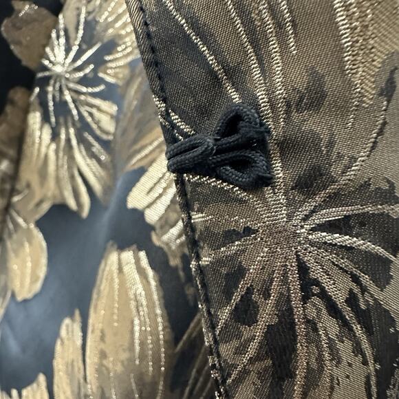 Chicos Metallic Floral Brocade Long Jacket Sz 3 Black Gold Evening Coat NWOT XL - Picture 7 of 15